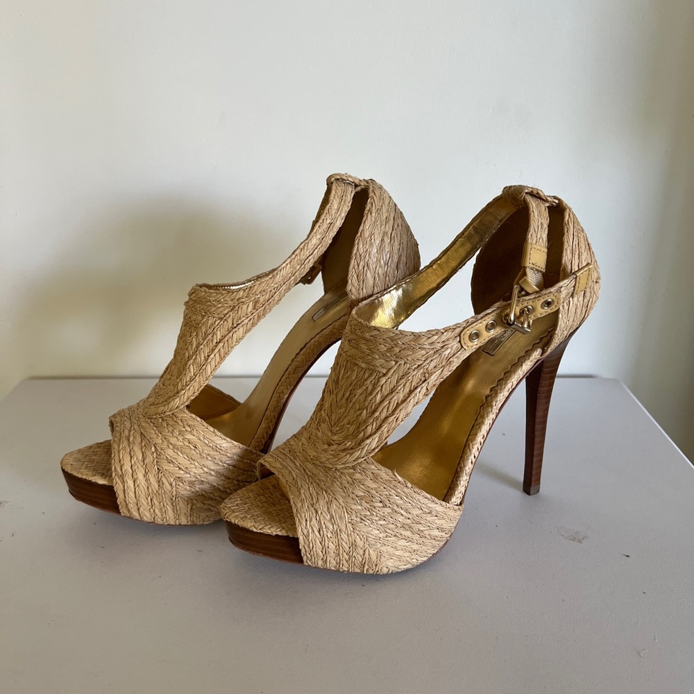 Report Signature Lucie 2 Platform Raffia Sandals Size 6
